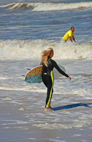 Female surfer at surfers corner